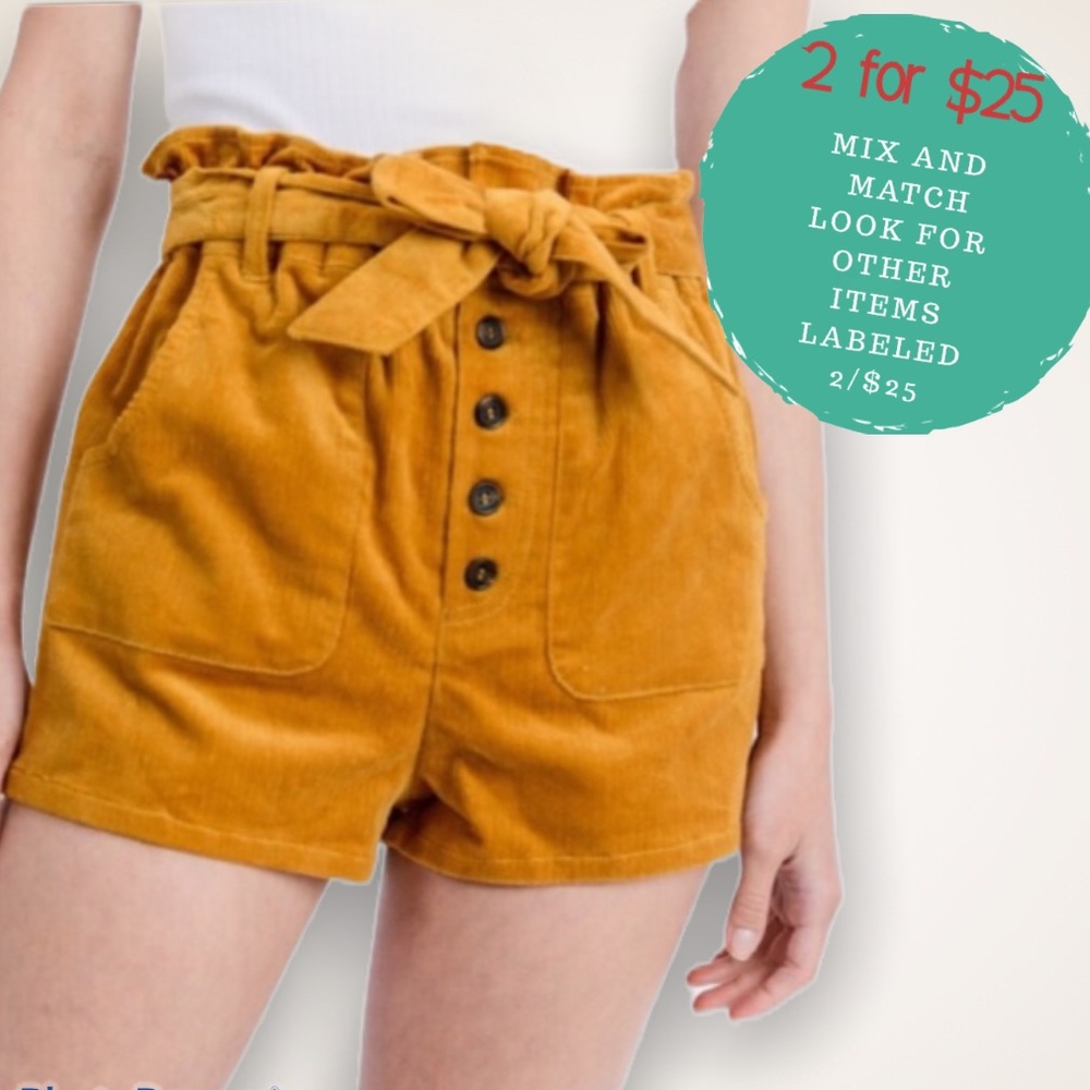 FLASH SALE Corduroy Shorts High Waist Paper Bag